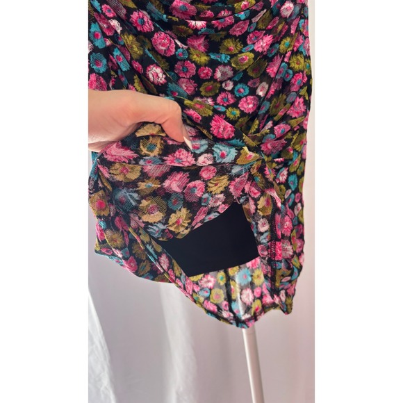 $385 NWOT MISCREANTS Floral Ruched Strapless Mini Dress Gloves Set Size 6 - Picture 8 of 13